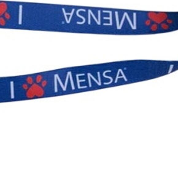 I Heart MENSA Dog Leash 3/4" X 60" Blue / White w/ Red Dog Paws - Picture 2 of 3
